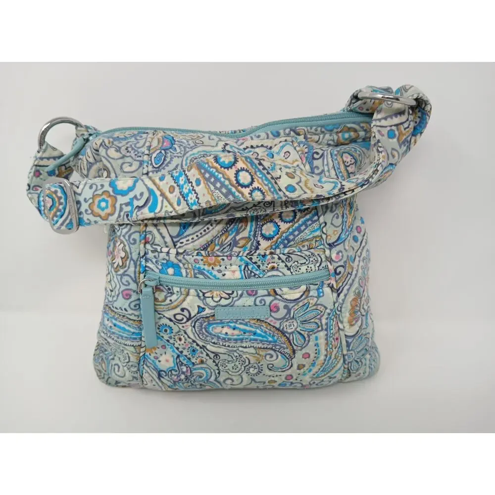 VERA BRADLEY Blue Daisy Dot Paisley Shoulder Strap Purse Bohemian Blue Luxury